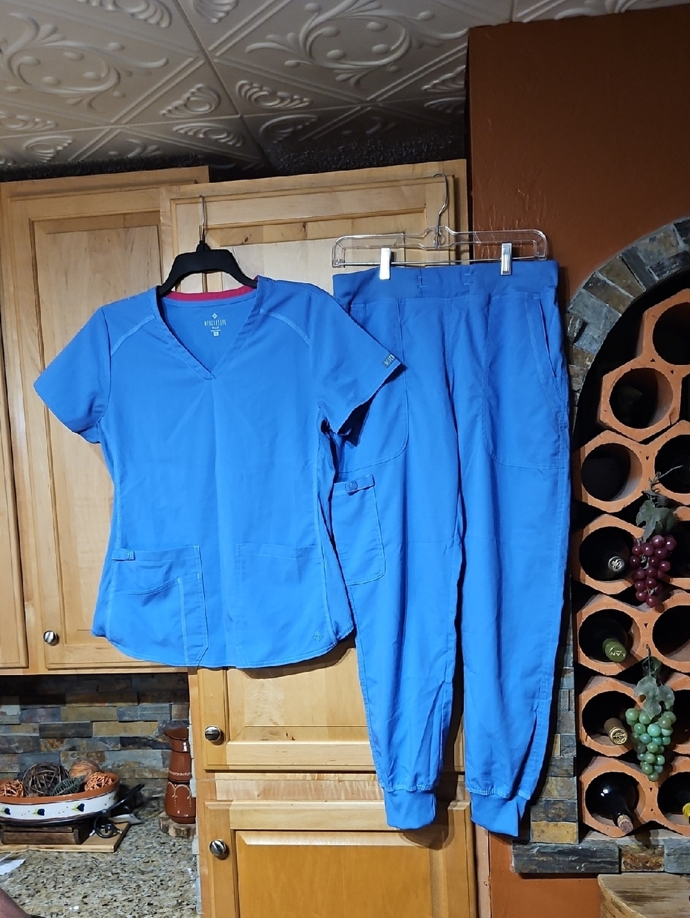 Med Couture Touch Ciel Blue Scrubs Scrub Set Jogger